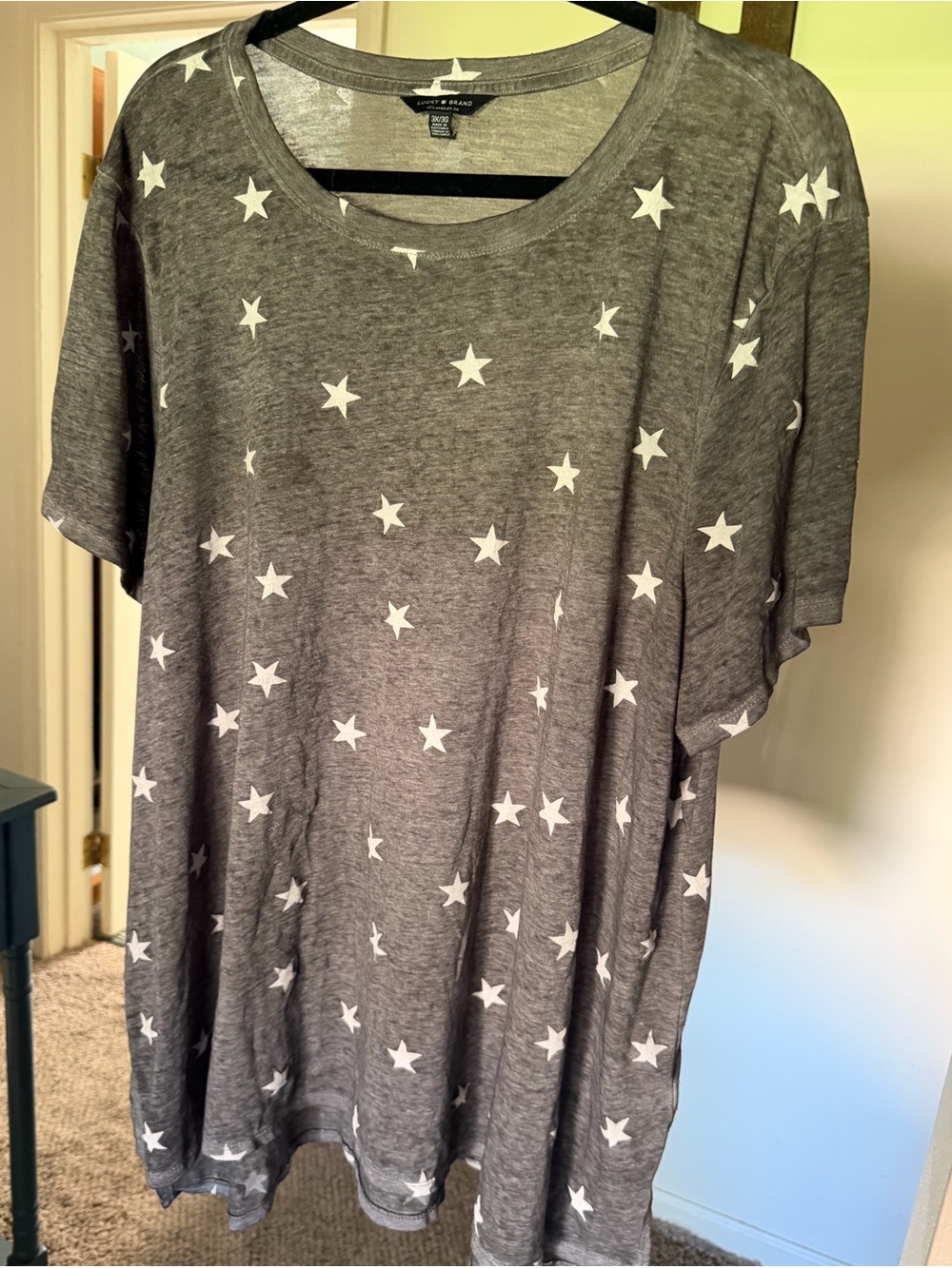 Lucky Brand Gray Tee with White Star Print 3X